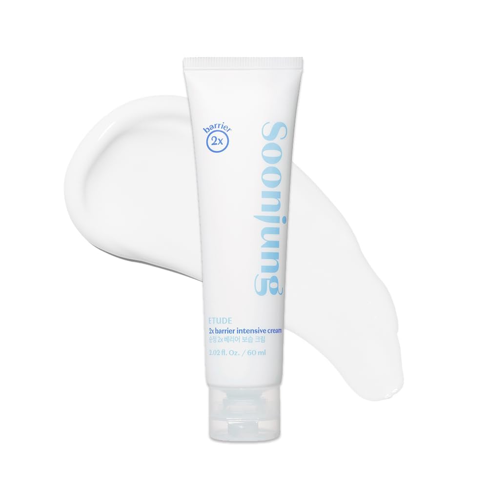 ETUDE SoonJung 2x Intensive Cream for Barrier Repair, Rich Moist, Madecassoside & Panthenol for Soothing, Face Moisturizer for Sensitive Skin, pH Balanced, Hypoallergenic, Korean Skin Care,2.02 Fl Oz