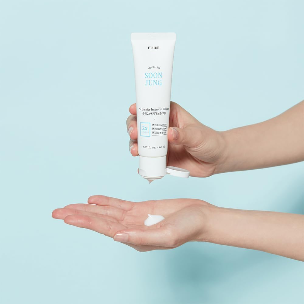 ETUDE SoonJung 2x Intensive Cream for Barrier Repair, Rich Moist, Madecassoside & Panthenol for Soothing, Face Moisturizer for Sensitive Skin, pH Balanced, Hypoallergenic, Korean Skin Care,2.02 Fl Oz