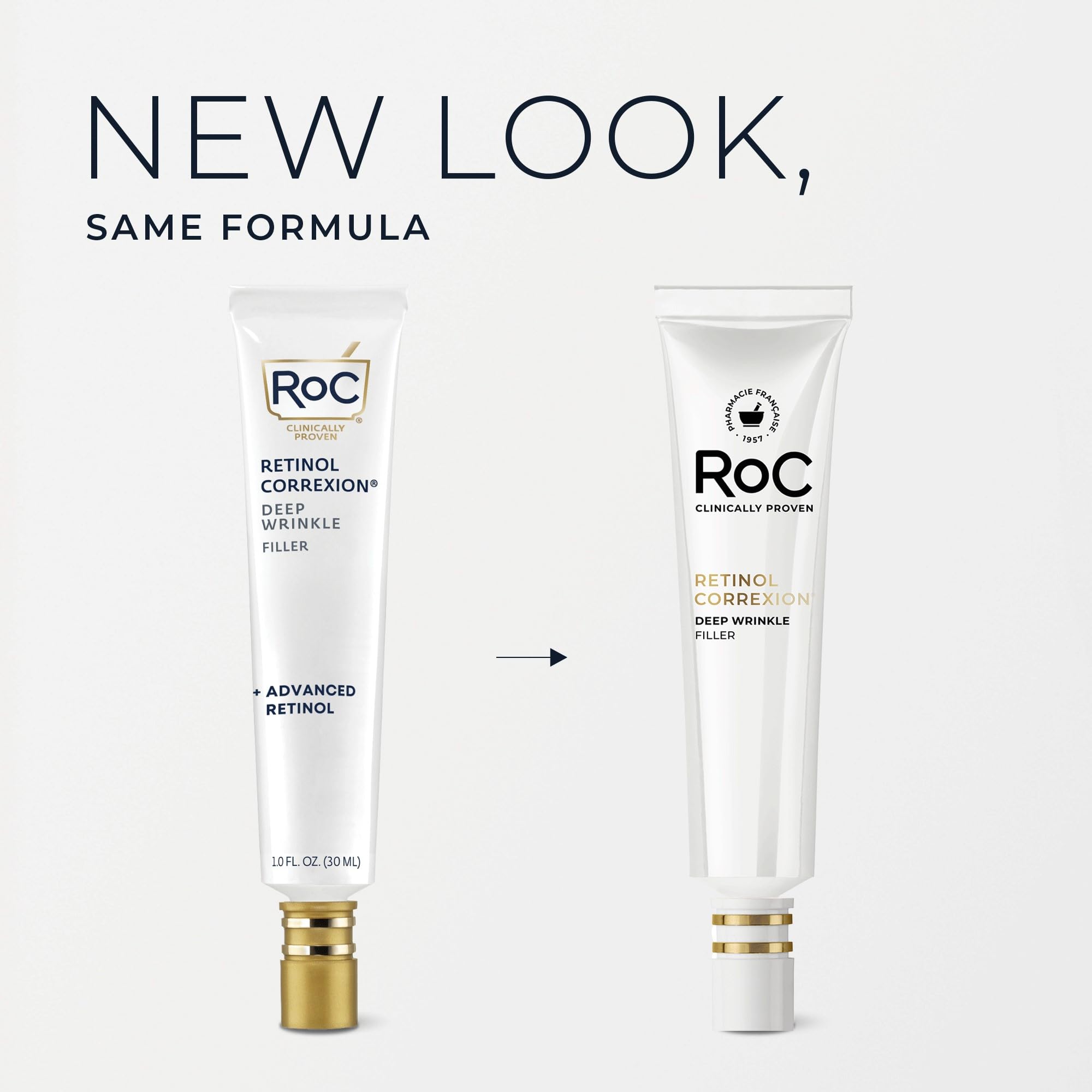 RoC Retinol Correxion Wrinkle Filler for Deep Wrinkles with Hyaluronic Acid & Retinol, Skin Care for Women and Men, 1 Fl Oz (Packaging May Vary)