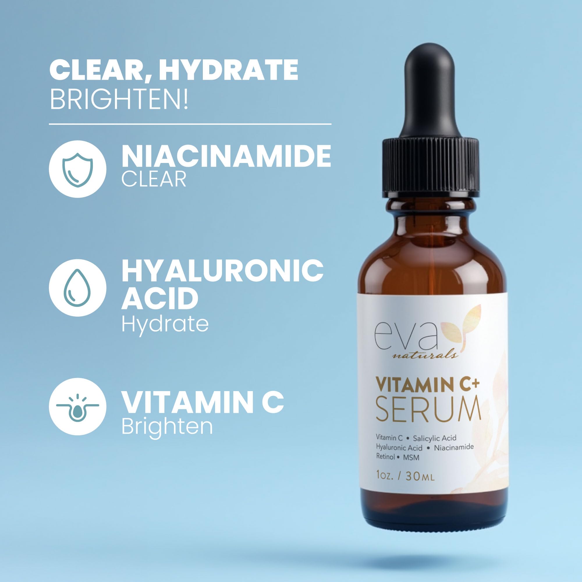 Vitamin C Serum for Face with Retinol (0.30%) & Salicylic 0.83% + Hyaluronic | Skin Refining Facial Serum for Uneven Tone, Texture & Hydration | Lightweight Daily Skincare for All Skin Types
